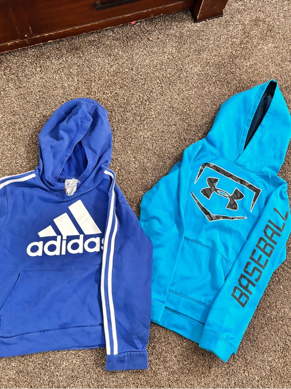 adidas Kids Royal Blue Hoodie with White Logo and Stripe